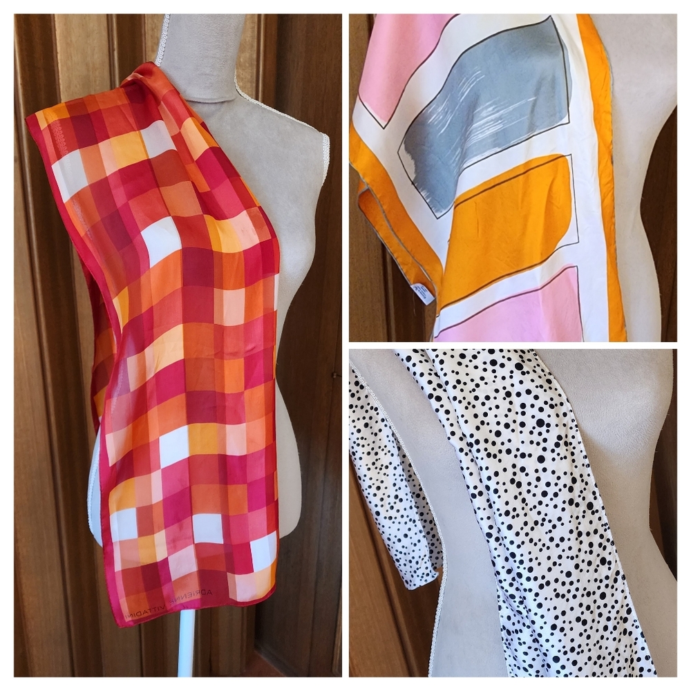 Lot of 3 Designer Silk scarves Vera Vittadini St. John